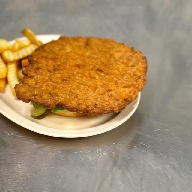 Breaded Pork Tenderloin Sandwich.